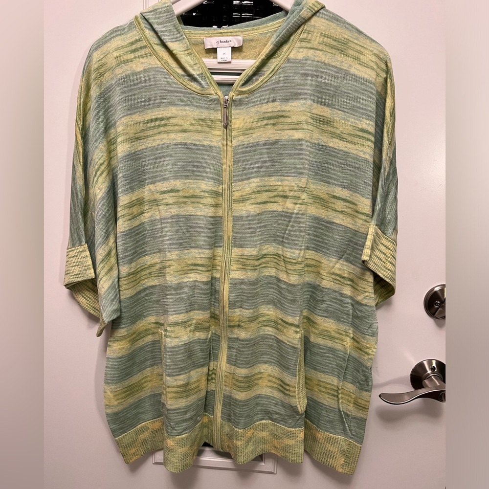 Short sleeveeve zip front sweater